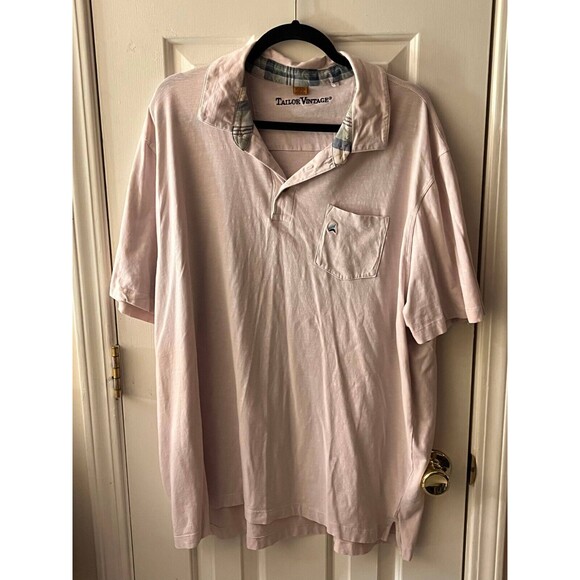 Tailor Vintage Other - Tailor Vintage Polo Shirt Men's 3XL Pink Short Sleeve Spread Collar Embroidered